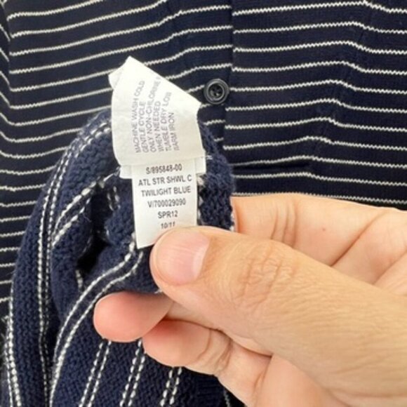 Gap Cozy Shawl Collar Sweater Navy Blue & White Size Medium - Picture 7 of 8